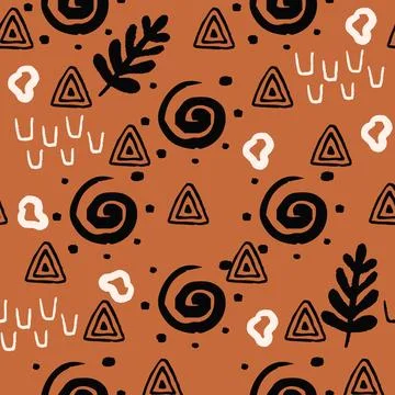 Ethnic tribal seamless pattern with native doodle hand drawn elements. Stock Illustration