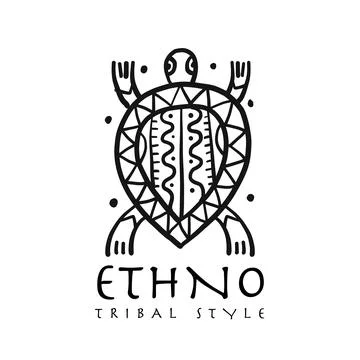 Ethnic turtle logo for your design. Polynesian style 스톡 일러스트