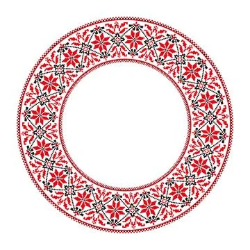 Ethnic Ukrainian seamless round patterns in the Slavic style. Slavic embroidery  Stock Illustration