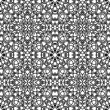 Ethnic vector floral seamless pattern with mandalas Illustrazione stock