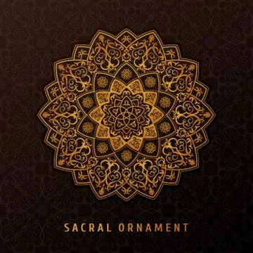 Ethnic vector pattern mandala design for invitations, cards, labels. Round logo Illustrazione stock