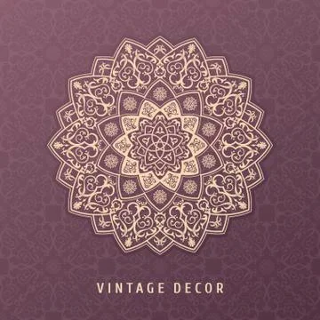 Ethnic vector pattern mandala design for invitations, cards, labels. Round logo Stock Illustration