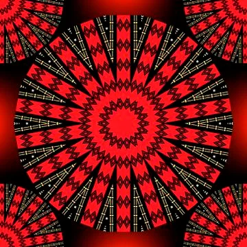 Ethnic vector round red mandalas seamless pattern. Geometric abstract ornamen Stock Illustration