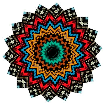 Ethnic vector zig zag mandala pattern. Geometric abstract flower background.  イラスト素材
