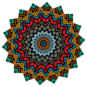 Ethnic vector zig zag mandala pattern. Geometric abstract flower background.  Stock Illustration