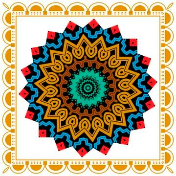 Ethnic vector zig zag mandala pattern. Geometric abstract flower background.  Stock Illustration