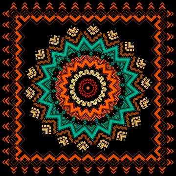 Ethnic vector zig zag mandala pattern. Geometric abstract flower background.  Stock Illustration