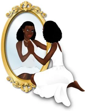 Ethnic Woman's Reflection Stock Illustration