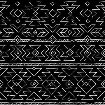 Ethnic woven design seamless pattern, black white Illustrazione stock