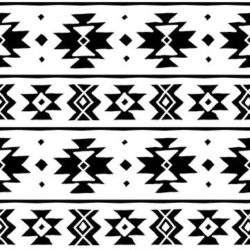Ethnic woven design seamless pattern, black white Illustrazione stock