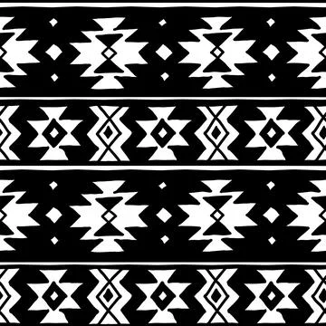 Ethnic woven design seamless pattern, black white Illustrazione stock