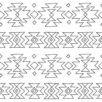 Ethnic woven design seamless pattern, black white Stock Illustration