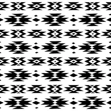 Ethnic woven design seamless pattern, black white Illustrazione stock