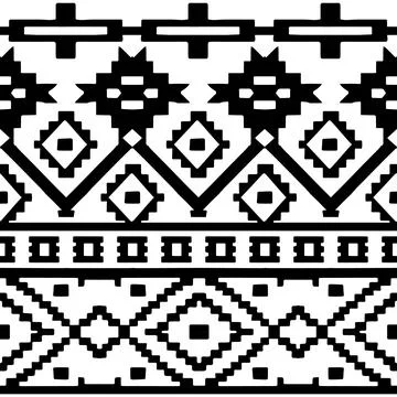 Ethnic woven design seamless pattern, black white Illustrazione stock