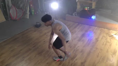 Ethnic young man dancing excercise. Stock Footage 153030778