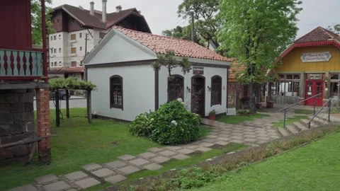 Ethnicities Square (Praca das Etnias) with Portuguese House - Gramado, Brazil 스톡 동영상 255223490