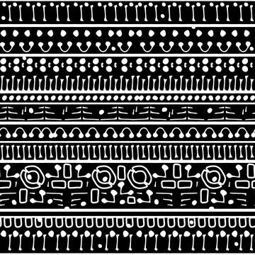 Ethno, ethnic seamless pattern on black background. Vector horizontal print of Stock Illustration