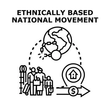 Ethno national movement causing forced displacement and migration Stock Illustration