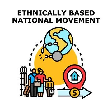 Ethno national movement causing forced displacement and migration Stock Illustration