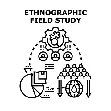 Ethnographic field study analyzing human behavior data Stock Illustration