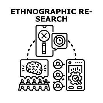 Ethnographic research methodology for user experience Stock Illustration