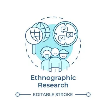 Ethnographic research soft blue concept icon Stock Illustration