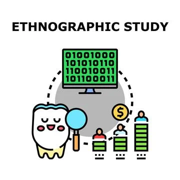 Ethnographic study analyzing user behavior and data analytics Stock Illustration