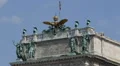 Ethnology Anthropological Museum Roof Sculpture Vienna Sunny Day Austrian Flag HD Footage