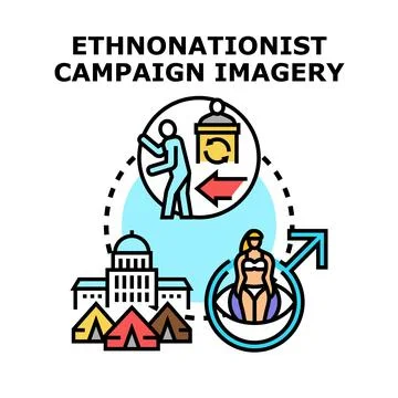 Ethnonationist campaign imagery concept vector flat illustration Stock Illustration