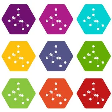 Ethyl acetate icons set 9 vector Stock Illustration