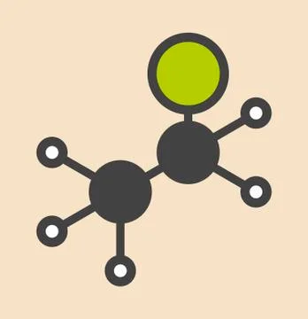 Ethyl chloride molecule Stock Illustration