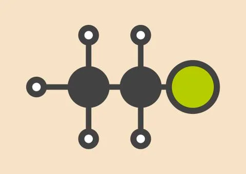 Ethyl chloride molecule Stock Illustration