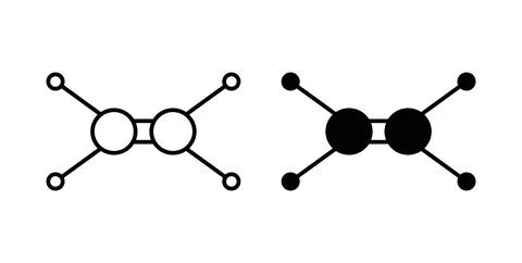 Ethylene molecule icon in black and white. vector icon pack for websites Stock Illustration