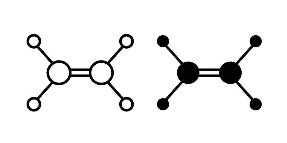 Ethylene molecule icon black vector isolated on white Stock Illustration