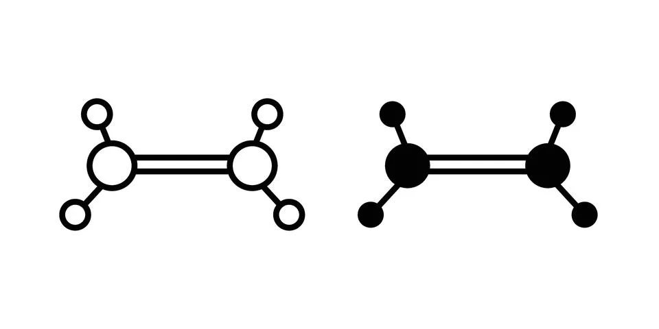 Ethylene molecule icon concept logo design collection Stock Illustration