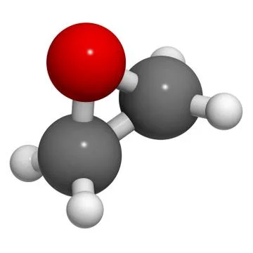 Ethylene oxide (oxirane), molecular model. ethylene is the simplest epoxide. Stock Illustration