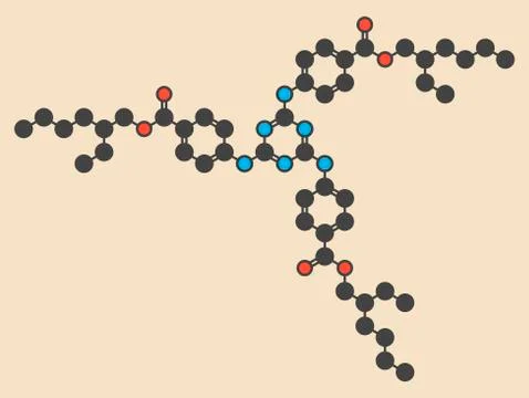 Ethylhexyl triazone sunscreen molecule Illustration