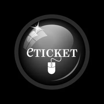 Eticket icon. Internet button on black background. . Stock Illustration