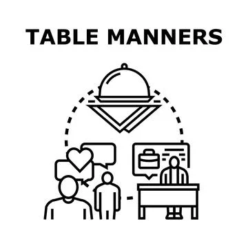 Etiquette and protocol for proper table manners Ilustración de archivo