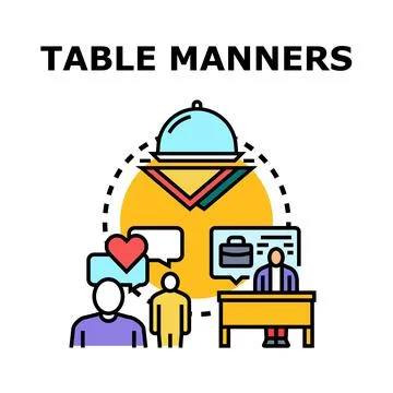 Etiquette and protocol for proper table manners Stock Illustration