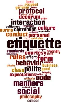 Etiquette word cloud Stock Illustration