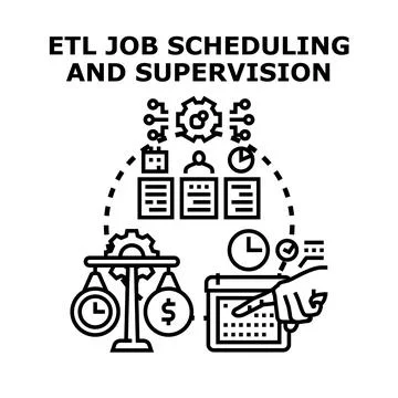 Etl data job scheduling and automating tasks Stock-Illustration