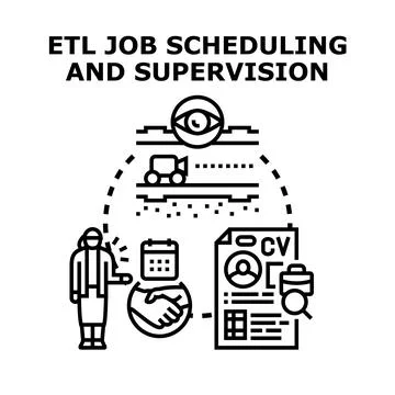 Etl data job scheduling and supervision process Stock Illustration