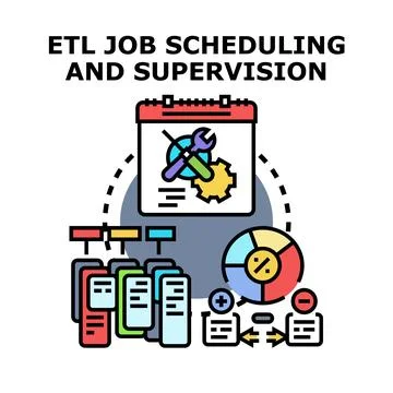 Etl data job scheduling and supervision concept イラスト素材