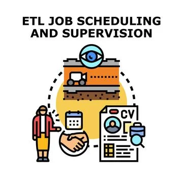 Etl data job scheduling and supervision process Illustrazione stock
