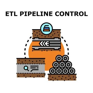 Etl data pipeline controlling extracting transforming loading process イラスト素材