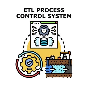 Etl data process control system performing transformation Stock Illustration