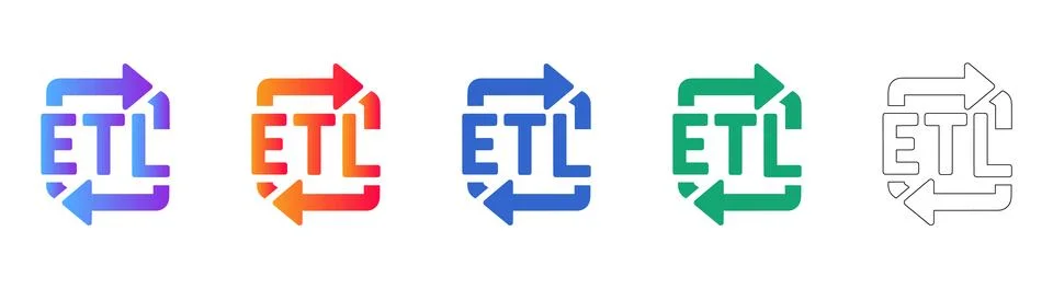 ETL Data Process Cycle Icon Set イラスト素材