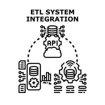 Etl data system integration process concept illustration Stock Illustration