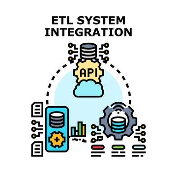 Etl data system integration process concept illustration Stock Illustration